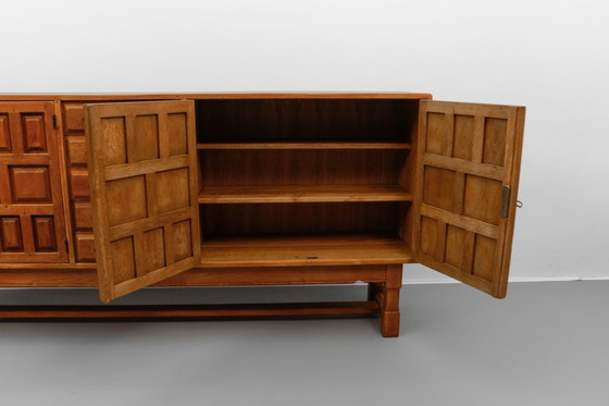 Image 1 of Large Screwless Sideboard in Carved Oak, Spain, 1960s