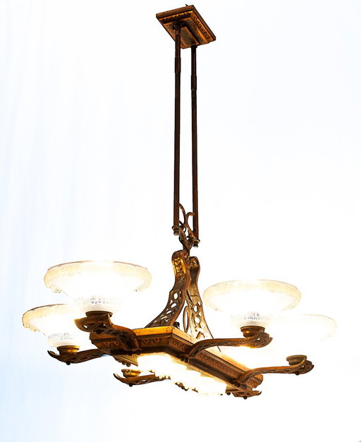 Art Deco liner chandelier Ezan