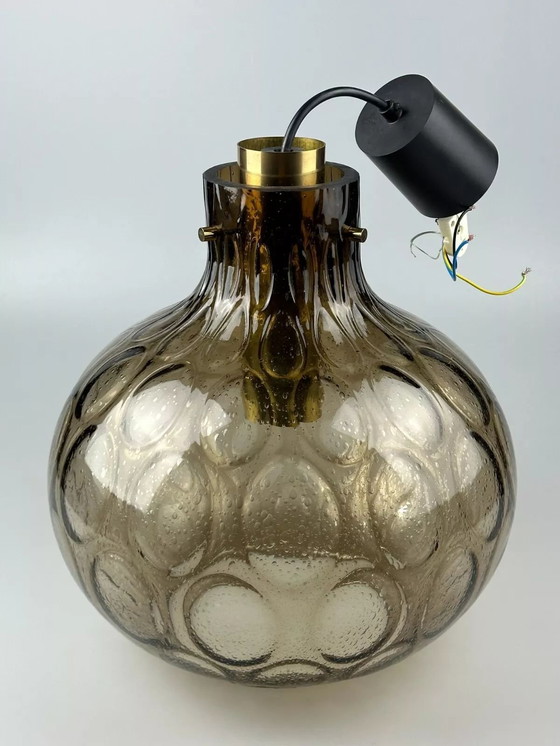 Image 1 of Lampada da soffitto anni &#39;60-&#39;70 Glashütte Limburg Germania vetro e ottone Space Age