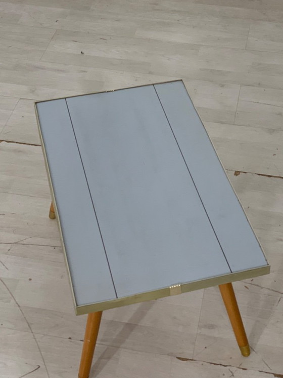 Image 1 of Mesa de centro de mediados de siglo mesa con forma de riñón estantería flor banco