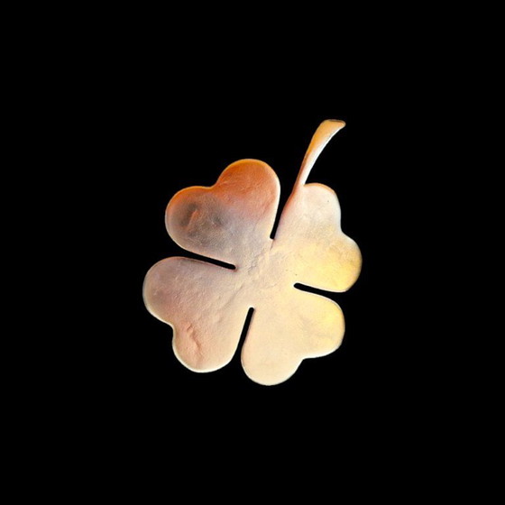 Image 1 of Trifoglio portafortuna in oro placcato oro 23kt con montatura in edizione limitata