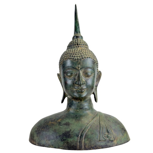 Busto de Bronce de Buda estilo Sukhothai – Tailandia, Siglo XX