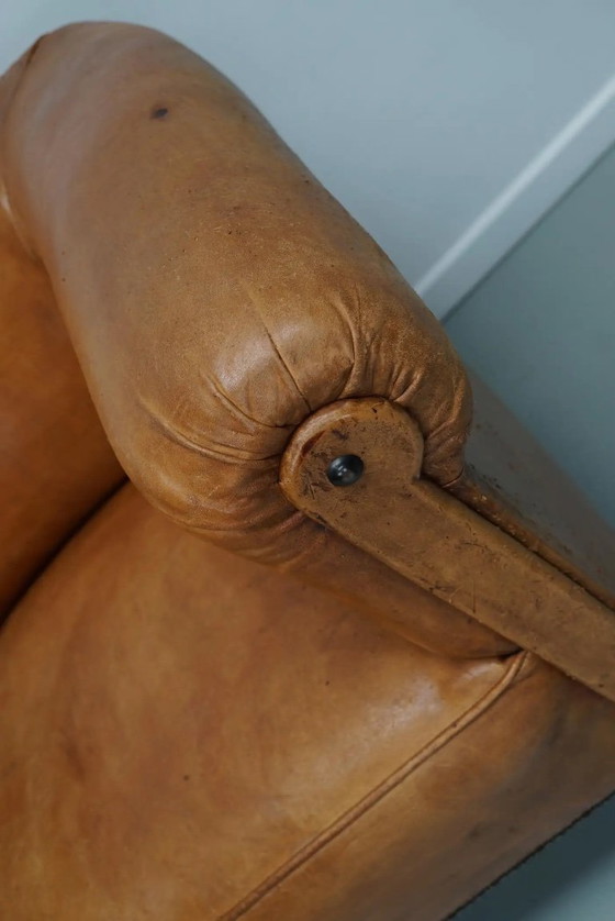 Image 1 of Vintage Nederlandse cognackleurige leren clubfauteuil