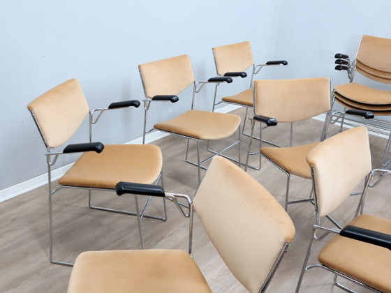 Image 1 of 1970s stackable steel farme chairs (Set of 12) by ELAM, Italy