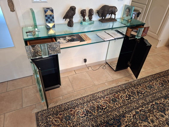 Glaskonsole / Kommode von Gallotti & Radice, Konsolen, Metall, Schwarz (Foto 2 von 6)