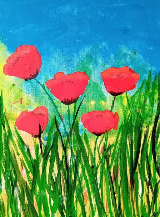 Peinture de fleurs coquelicots