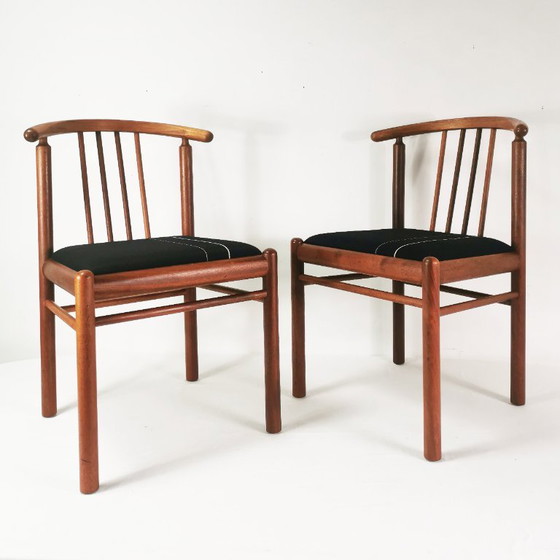 Set of 6 teak chairs, Mid-Century, Denmark, 1970s. – Dining chairs, Textile, Wood (photo 17 of 18)