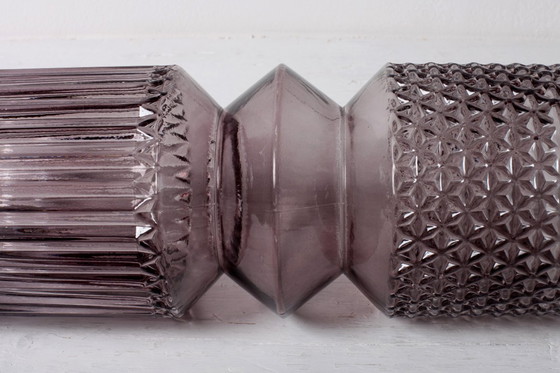 Image 1 of Smoky Purple Glass Vase: Mid-Century Modern Italian Pressed Glass