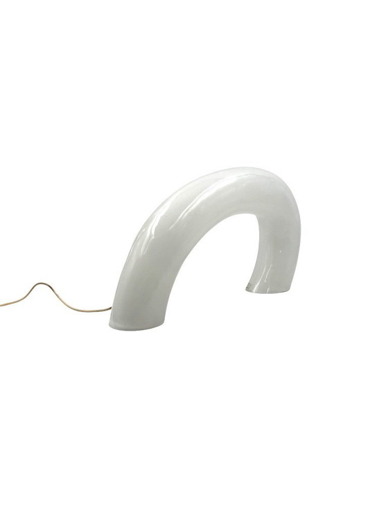 Image 1 of Witte Murano Glas Sculpturale Lamp, Barbini Italië 1970