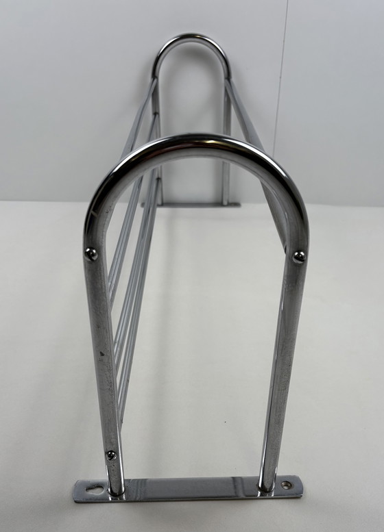 Image 1 of Vintage wall coat rack chrome for clothes hangers with hat rack