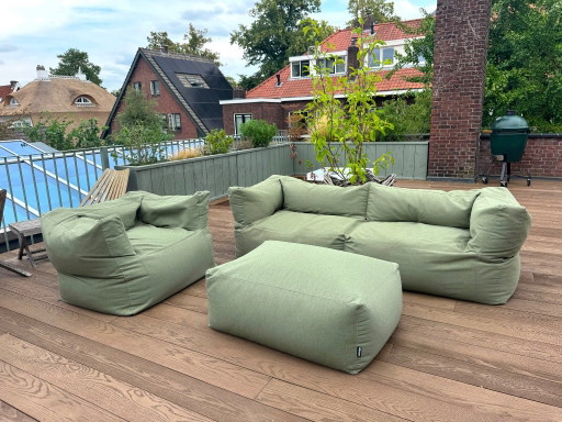 Ensemble de jardin BRYCK - 3 places, fauteuil + repose-pieds - Comme neuf – loungesets, Textile