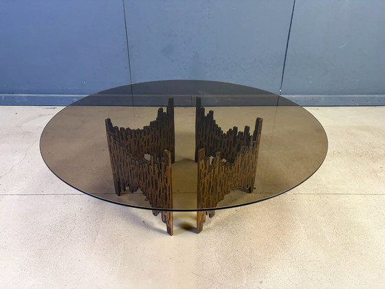 Vintage Bronze Brutalist Coffee Table, 1970s – Glass (photo 4 of 10)