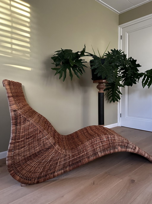 Karlskrona Rattan Chaise Longue By Karl Malmvall