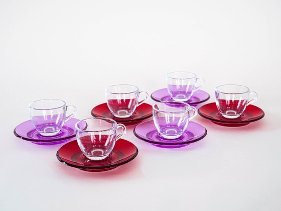 Image 1 of Set of glass cups, Italian design, 1970s, manufactured by Fratelli Guzzini