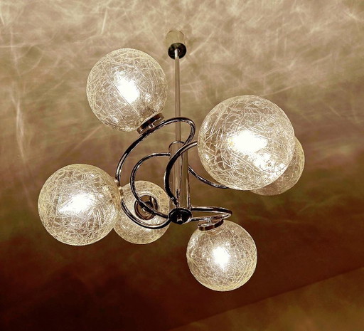 Lampadario vintage in vetro a bolle in stile spaziale
