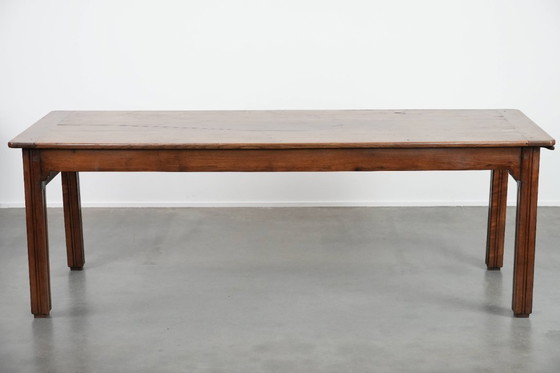 Image 1 of Antique French dining table with drawers and pull-out shelf