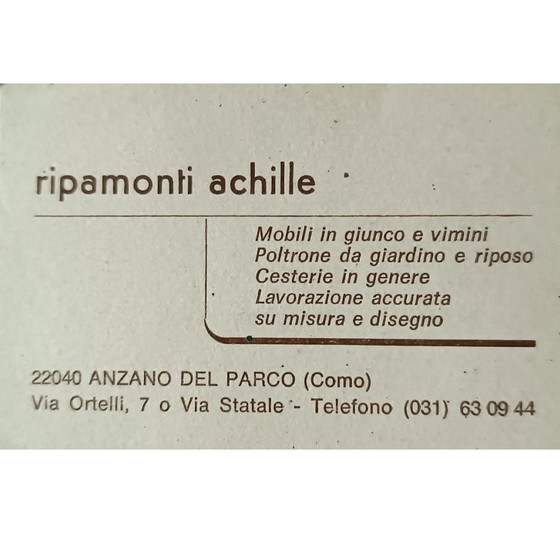 Image 1 of 4 Rattan and Fabric Chairs by Achille Ripamonti, 1980s