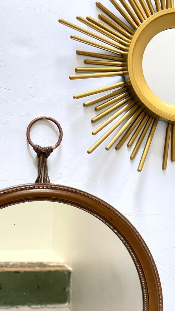 Image 1 of Vintage gouden spiegels met zonnestralenmotief