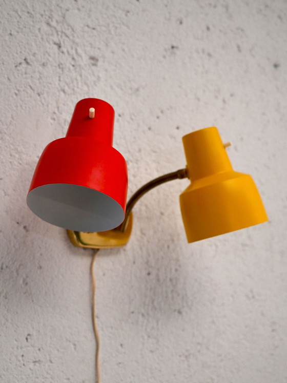 Image 1 of 1960s Scandinavian Two-Arm Wall Lamp in Metal