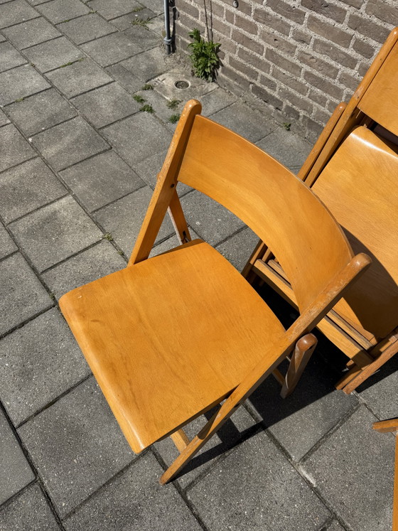 Image 1 of Partij Van 14x Vintage Plywood Klapstoel ‘70