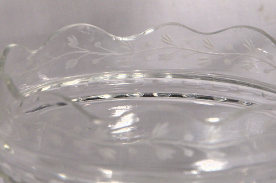 Sugar bowl / Small cup with handle in cut glass and silver-plated metal, 11x8cm (excluding handle), early (photo 7 of 8)