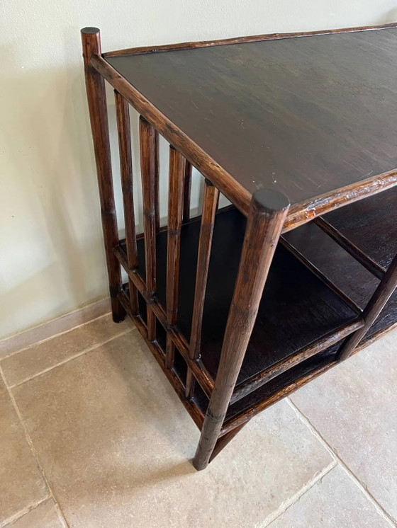 Bruin rotan console rek – Wandrek, Wicker, Rattan, Vintage (photo 17 of 18)