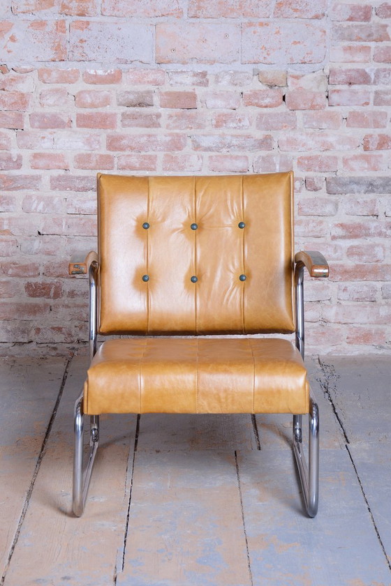 Een paar gerestaureerde Bauhaus-fauteuils van Mücke-Melder, beukenhout, chroom, Tsjechië, jaren 1930. (photo 12 of 19)
