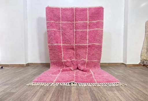 Alfombra bereber tradicional hecha a mano con estampado rosa, 150/250 cm – Aime Té, vloerkleden en tapijten, Wool