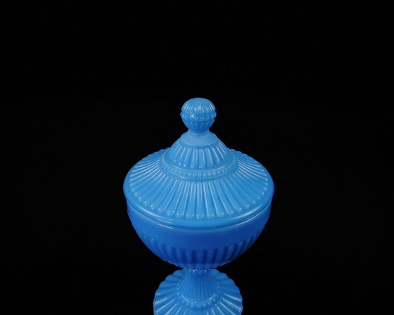 Image 1 of Bonbonniere aus blauem Messeopalin von Portieux Vallerysthal Art Deco