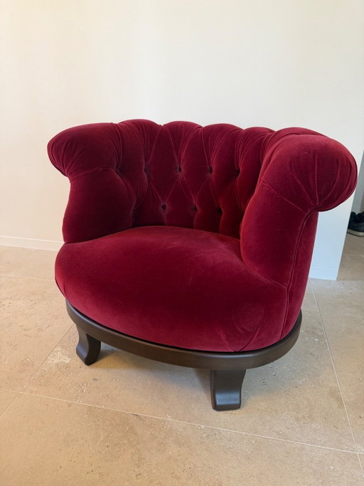Fauteuil lounge bordeaux en velours
