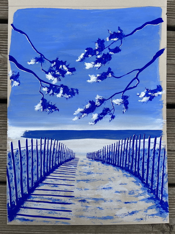 Image 1 of Guazzo su carta, 40x30 cm. Con cornice.