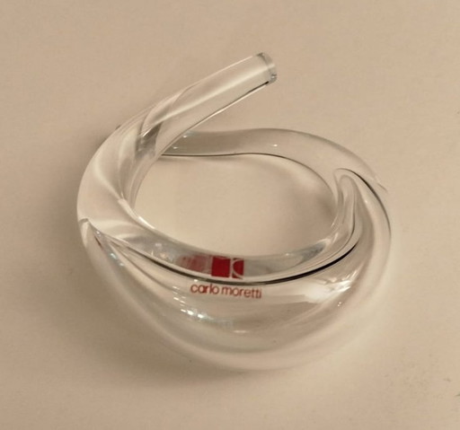 Crystal paperweight, sculptural object by Carlo Moretti, master glassmaker of Murano, Venice