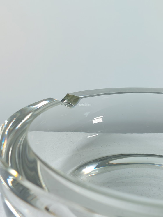 Image 1 of Large Vintage Mid Century Crystal Glass Cigar Ashtray