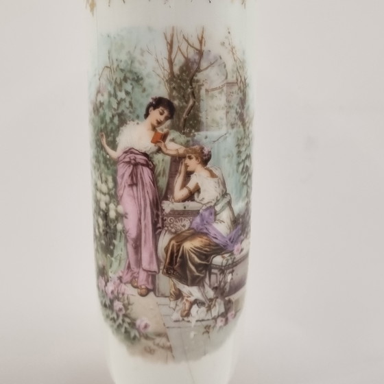 Image 1 of French porcelain castle vases, 19th century