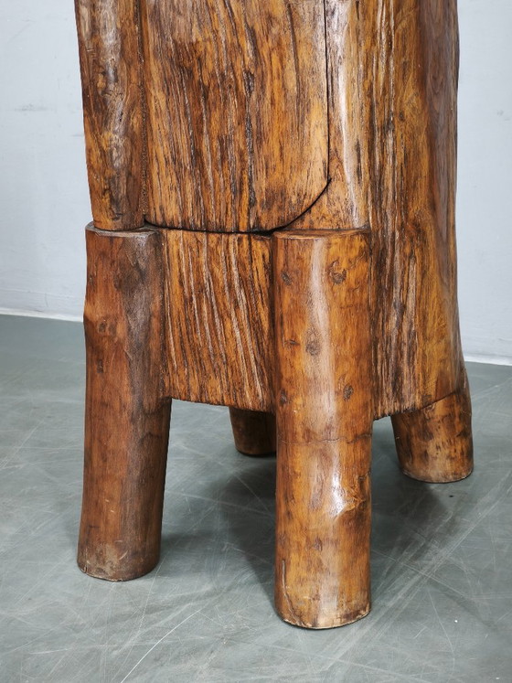 Armoire Sculpturale Brutaliste Française en Bois d'Orme Massif des Années 1960 – Armoires de rangement (photo 11 of 16)