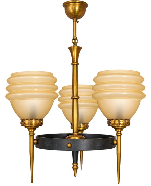 Lampadario vintage anni '60 – Ottone e vetro lattimo