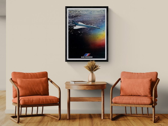 Image 1 of Air France Concorde – 1977 – Original Vintage Travel Poster by J. Bulté – Mid-Century Modern – 80x60 cm