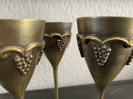 Image 1 of set of 4 vintage copper wine glasses