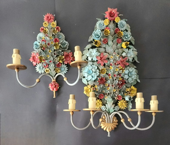 Set di 3 applique da parete CIANI Firenze, dipinte e forgiate a mano, applique fiorentine "Bouquet – Metal (photo 15 of 15)