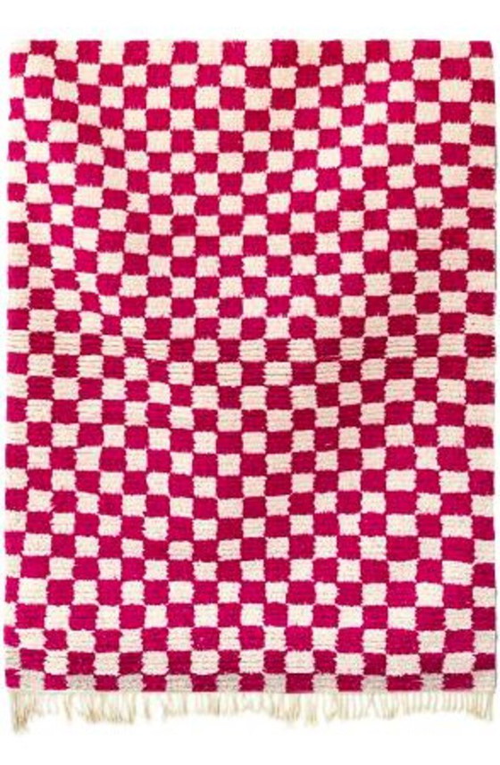 Tapis Berbère Marocain Avec Des Carreaux Rose 240/130cm – Wool (photo 6 of 6)