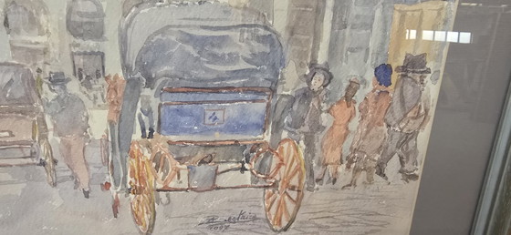 Image 1 of Original Watercolor by Alfredo Beatrice - Historical View of Caserta/Naples