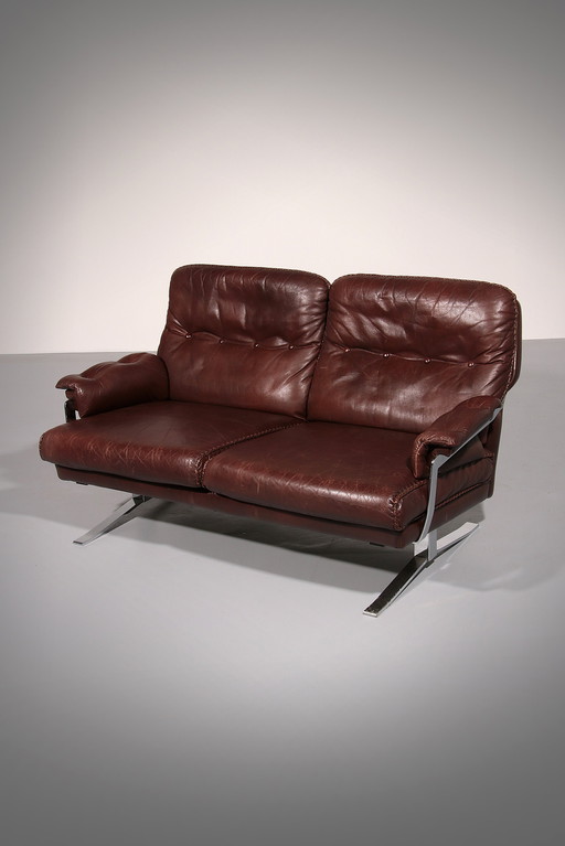 Leder & Chrom Sofa von Arne Norell Vintage 1960er Jahre