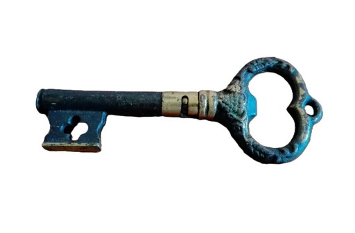 Vintage brass corkscrew, old key shaped