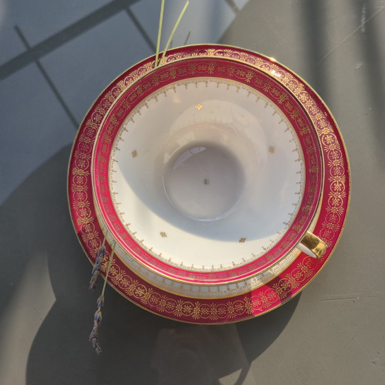 Image 1 of Tasse et soucoupe en porcelaine de Limoges – France, années 50–60