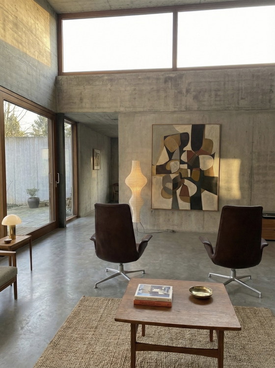 Image 1 of JUEGO DE 2 SILLONES FABRICIUS & KASTHOLM KNOLL FK 6727-3G SILLA GIRATORIA DE CUERO