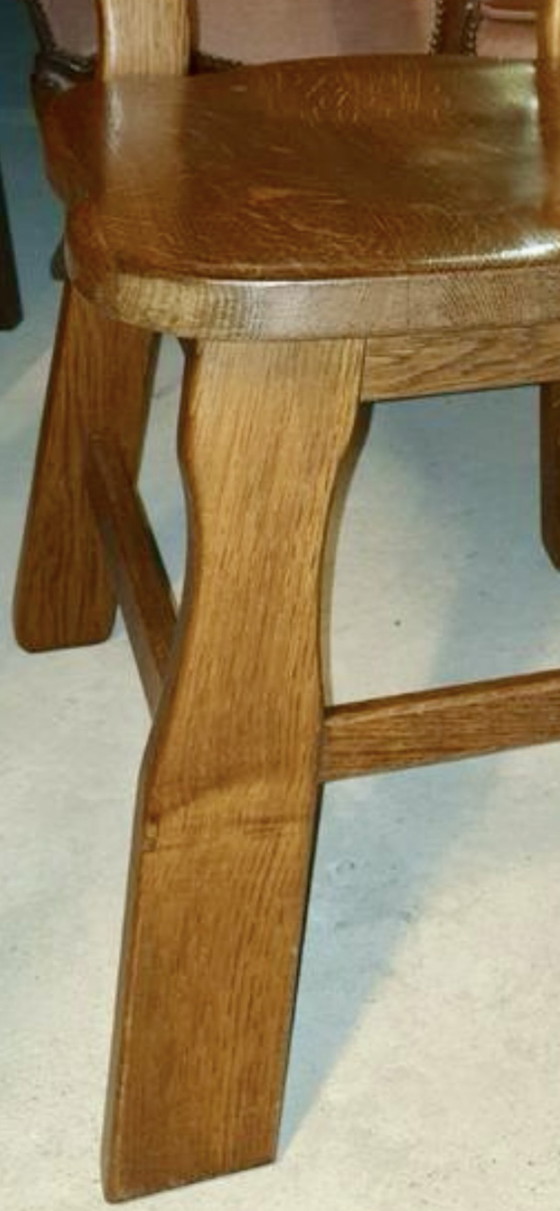 Image 1 of 6 oak brutalist dining room chairs