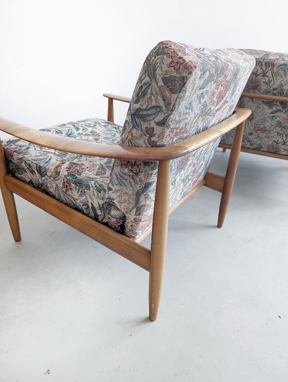 Image 1 of Ensemble de 2 chaises longues à imprimé floral par Carl Straub pour Goldfeder 1960s