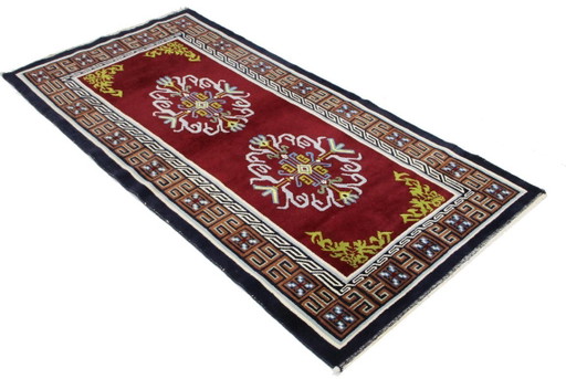 Original Hand-Knotted Old Chinese Peking Art Modern Rug 190 x 90 cm