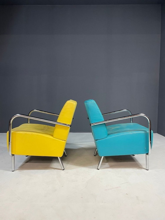 Image 1 of Pair of Bauhaus Chrome Armchairs, Original Condition, Czechoslovakia 1930s