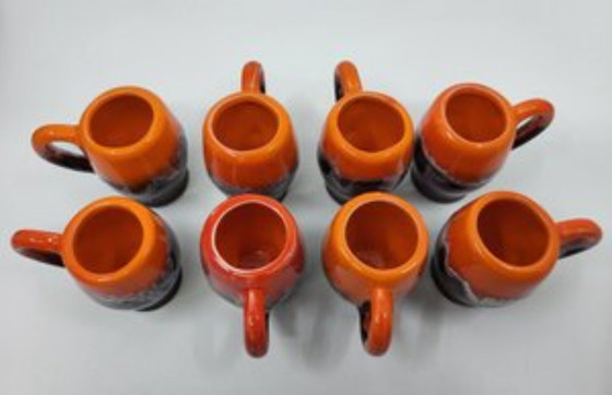 Image 1 of Vallauris keramiek koffieservies Frankrijk Côte-d'Azur 1960 vintage Set van 9